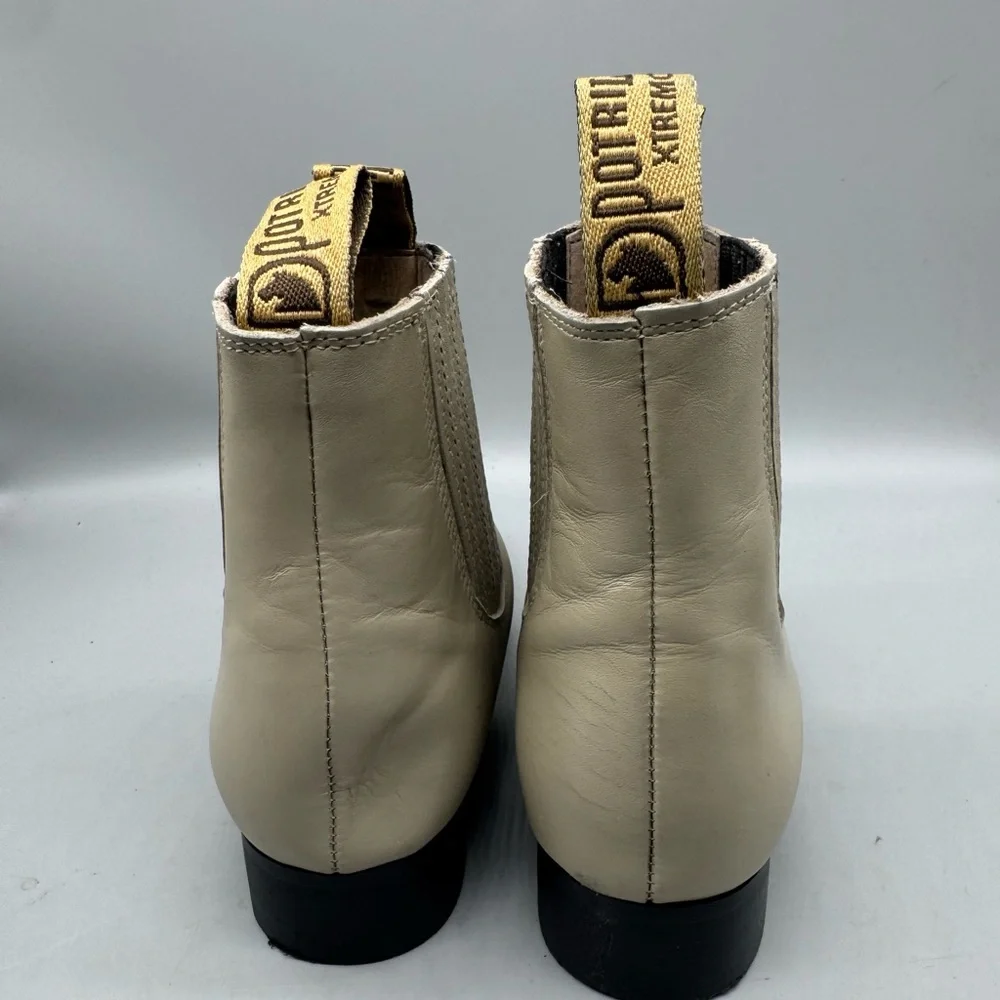 El Besserro Men's Botin Charro Short Ankle Boots Genuine Leather Color Bone 9.5